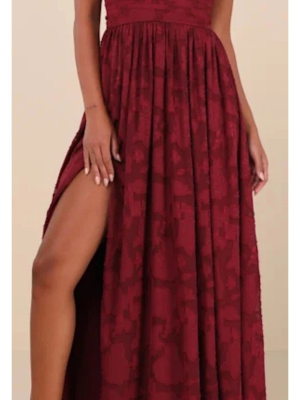 Lulus sweet sophistication burgundy burnout floral maxi dress size large NEW